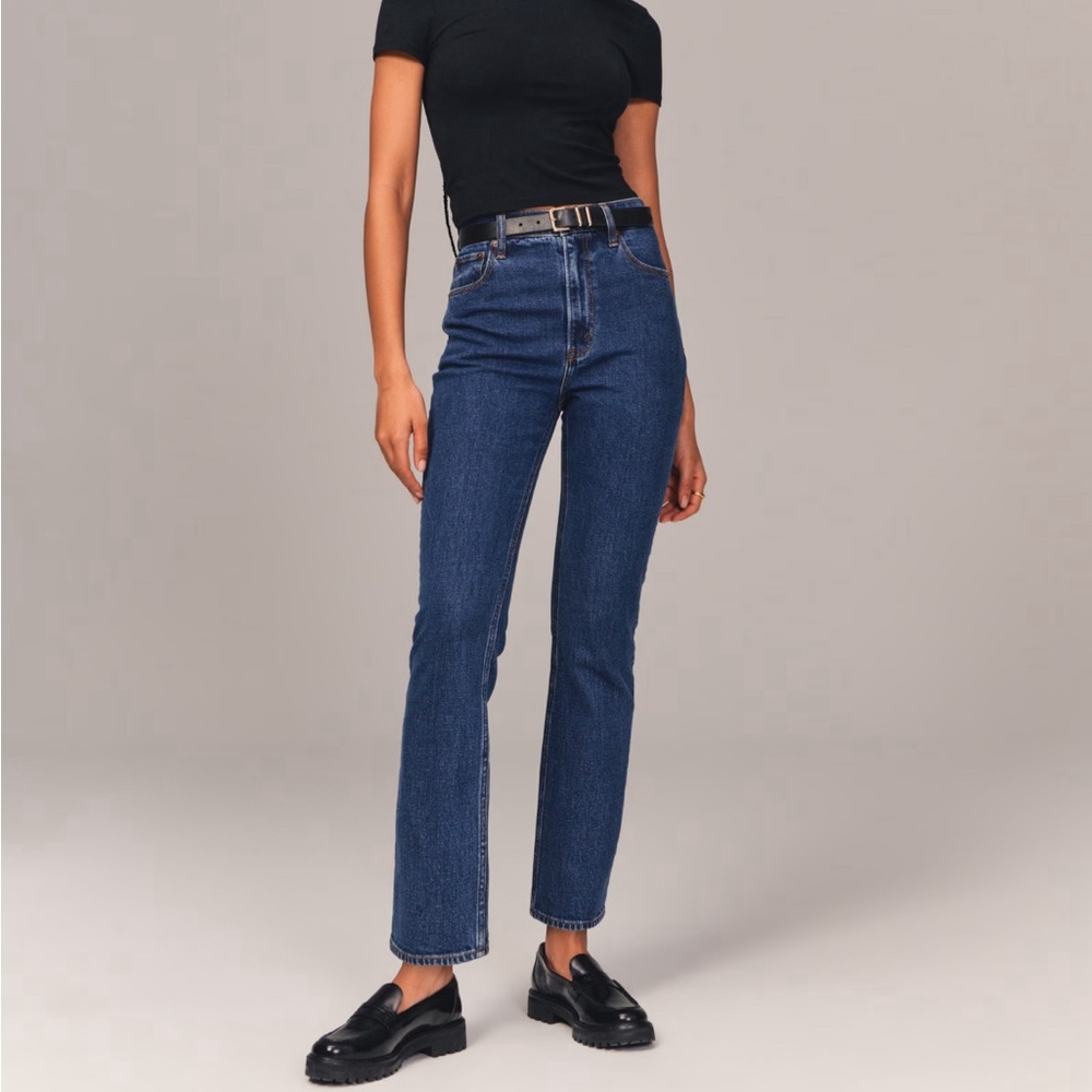 Abercrombie ultra high rise ankle straight jean